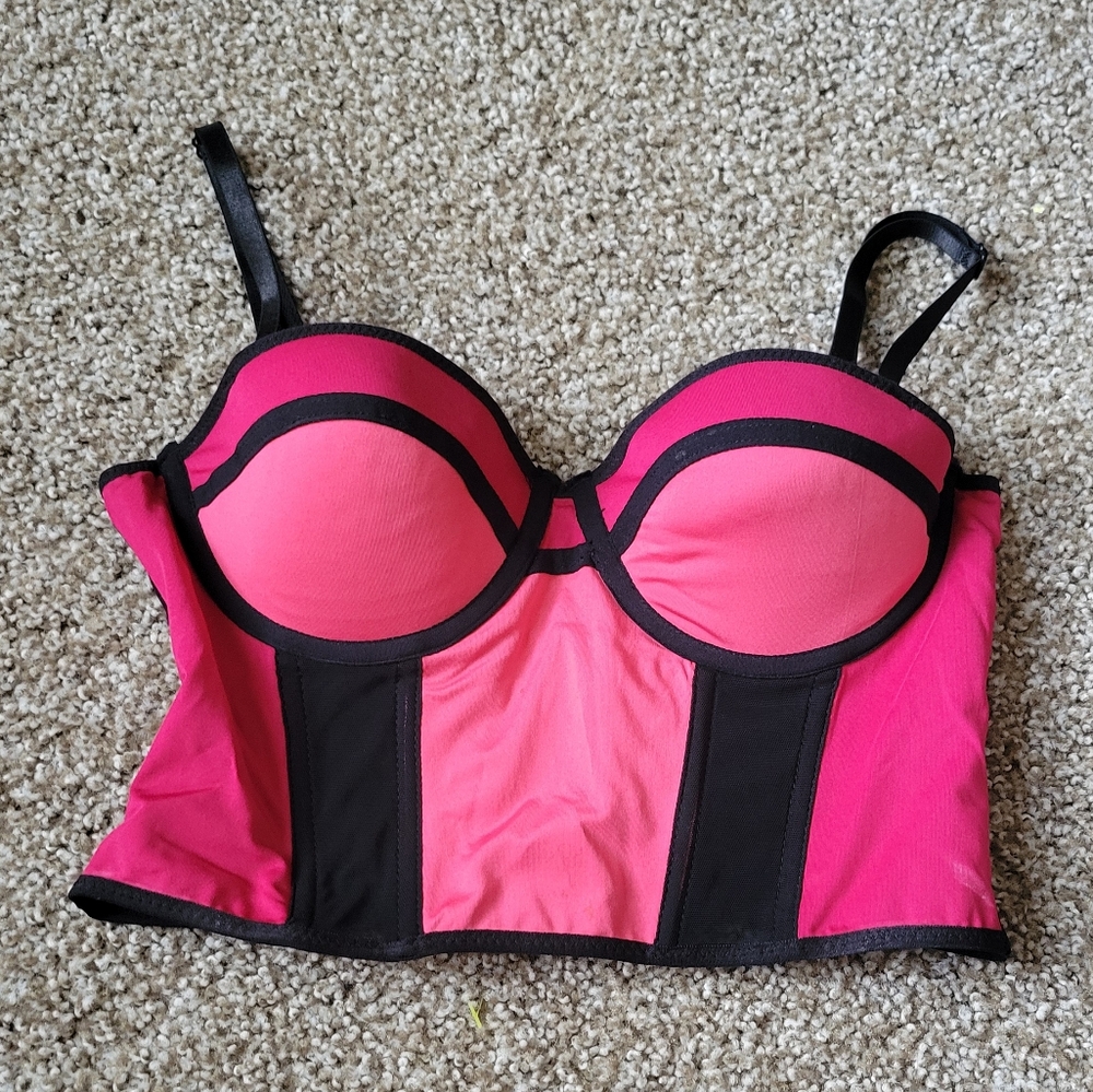 BEBE Hot And light Pink and Black Bustier Top